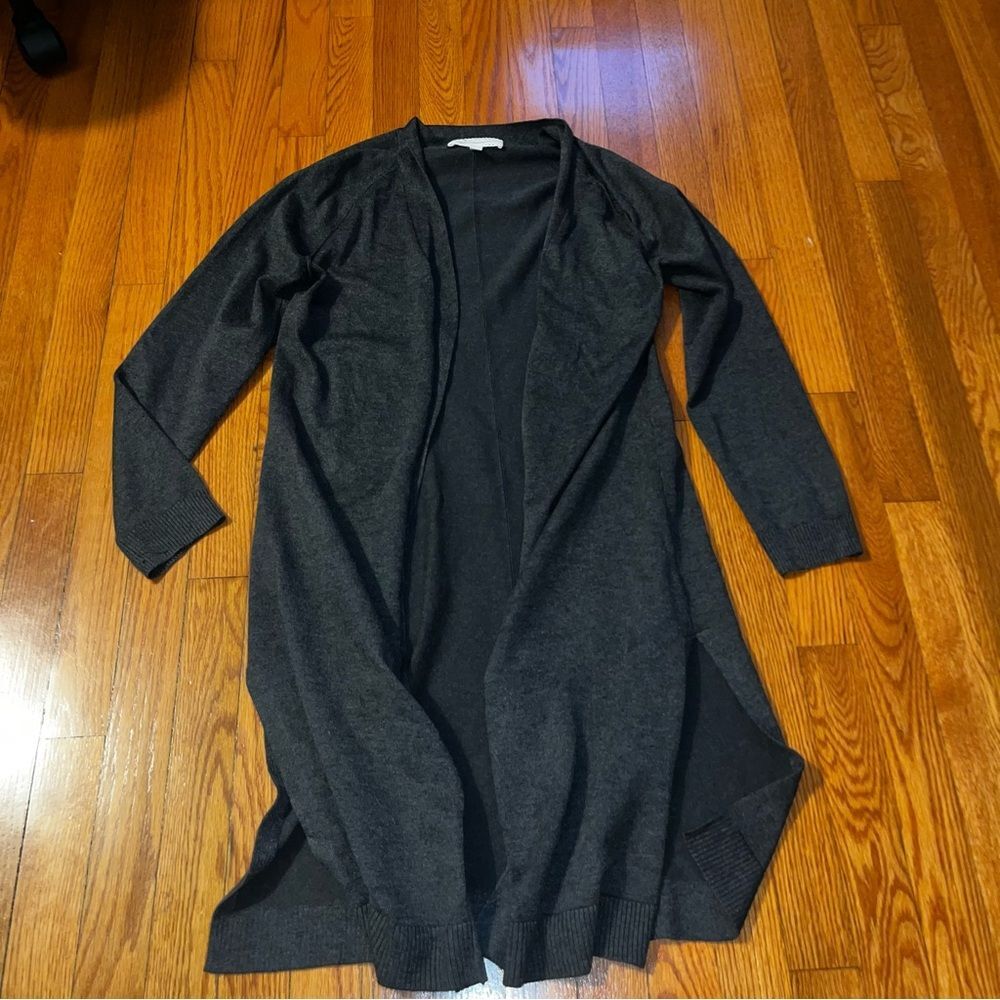 Pointelle Grey Midi Length Cardigan Size Large